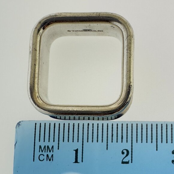 Vintage Tiffany & Co. 1837 - 925 Silver Square 8mm Band Ring 4.5 US - Picture 5 of 8